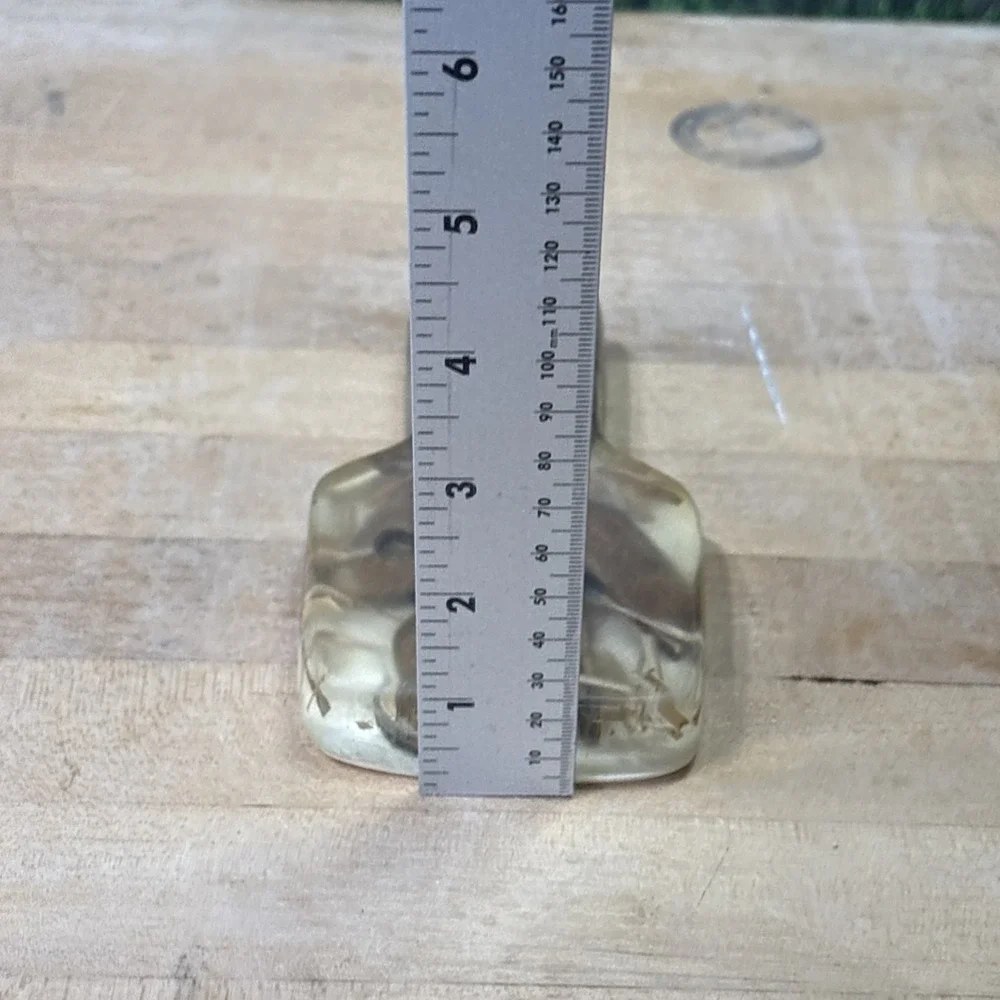 1970s Retro MCM Acrylic Lucite Spoon Rest Embedded Wooden Utensils Kitchen